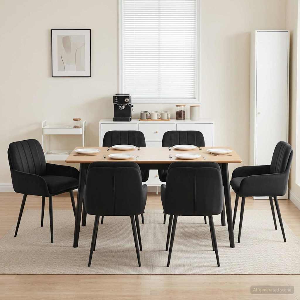 vidaXL Matstolar 6 pcs Sammet (V) Svart 59 x 59,5 x 90 cm