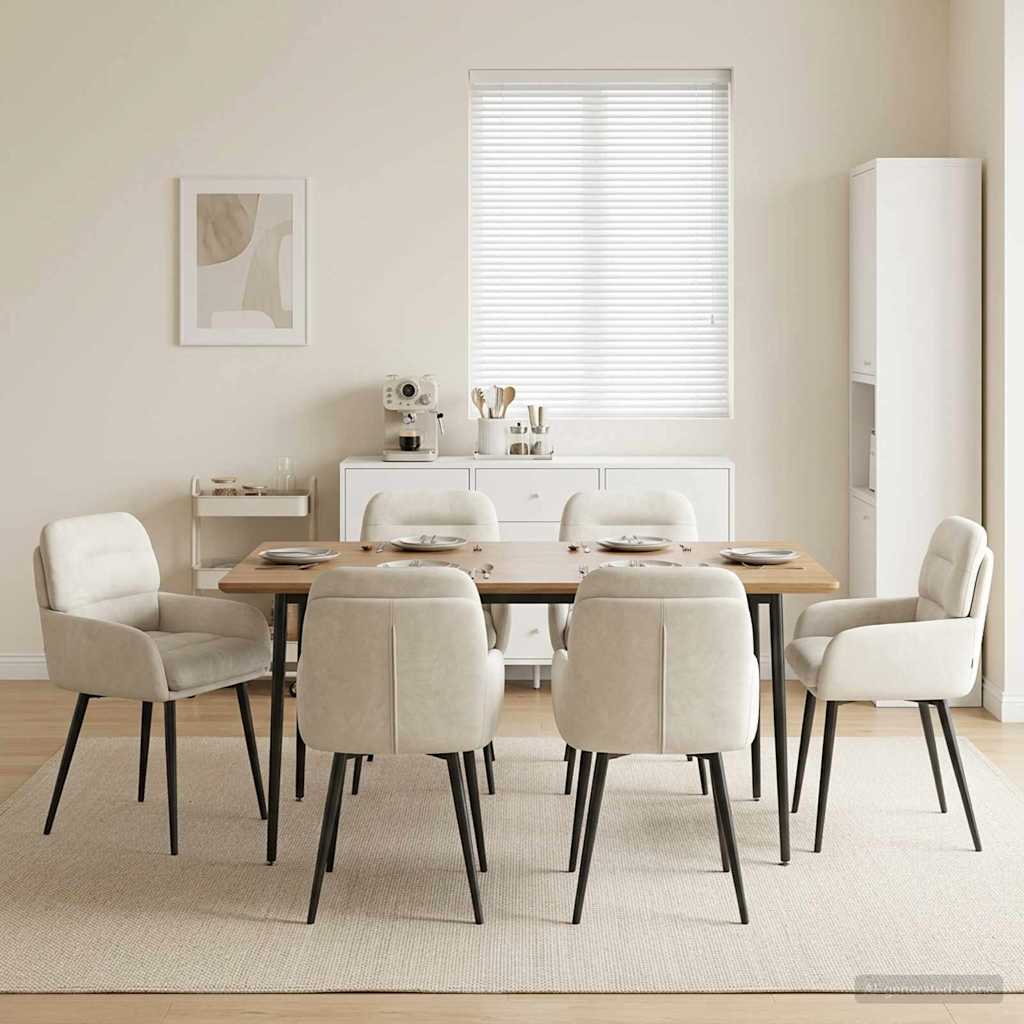 vidaXL Matstolar 6 pcs Sammet (V) Gräddvit 59 x 59,5 x 90 cm