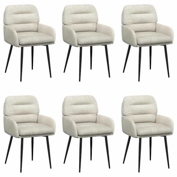 vidaXL S&ouml;&ouml;gitoa Toolid 6 tk Samet Kreemjas 59 x 59,5 x 90 cm