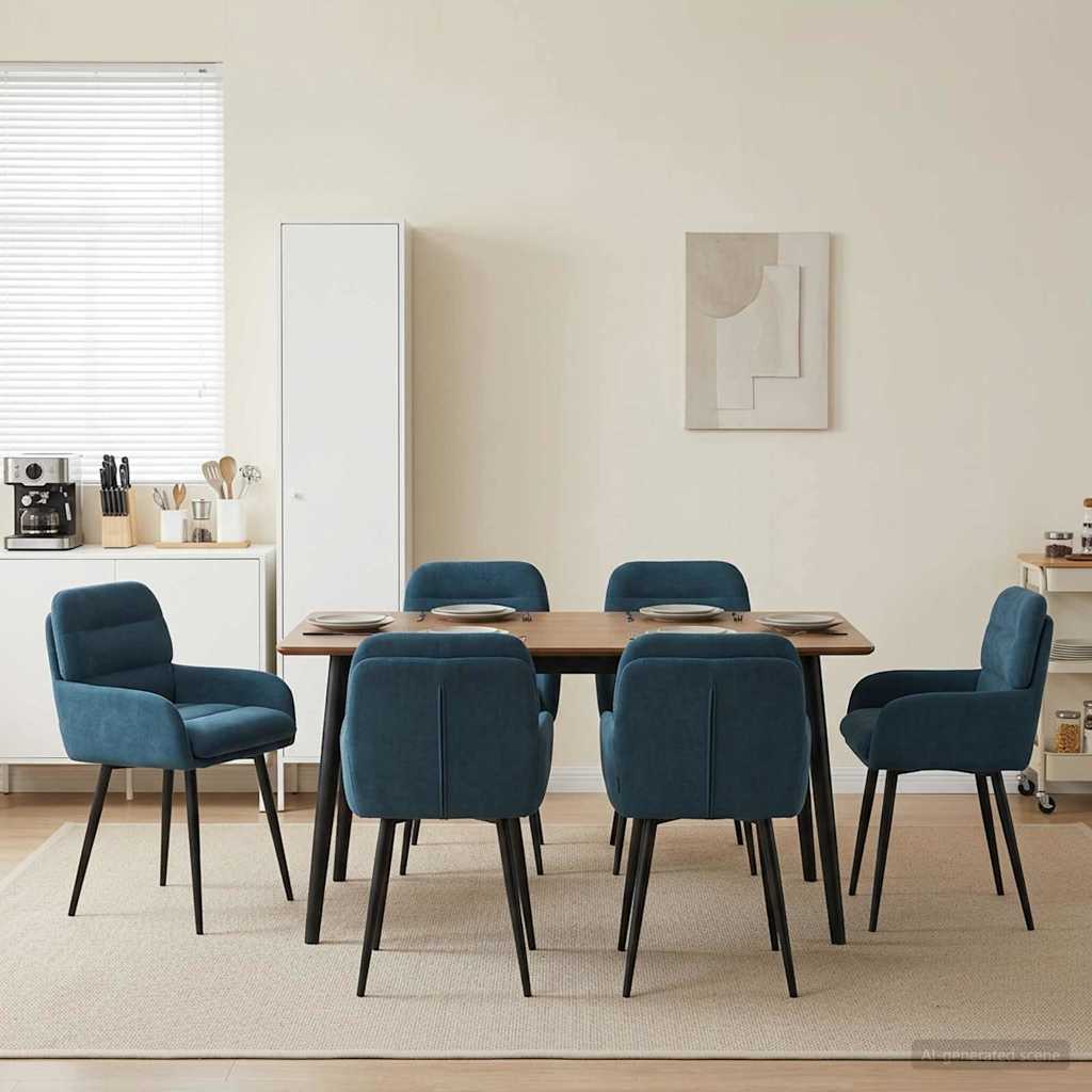 vidaXL Matstolar 6 st Sammet Bl&aring; 59 x 59,5 x 90 cm