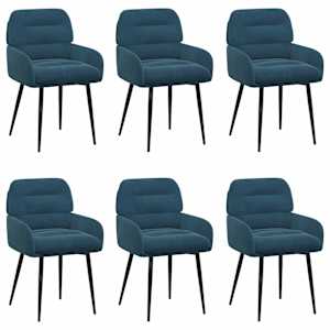 Jídelní židle 6 pcs Samet Modrá 59 x 59,5 x 90 cm - obrázek 2