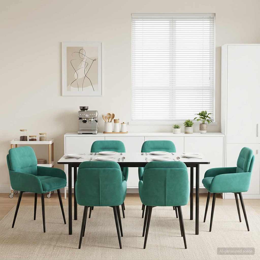 vidaXL Matstolar 6 st Sammet Turkos 59 x 59,5 x 90 cm