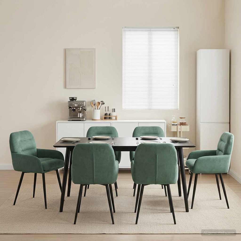 vidaXL Matstolar 6 st Sammet Havgr&ouml;n 59 x 59,5 x 90 cm