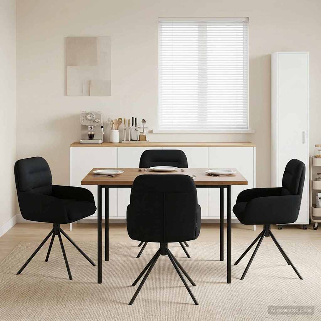 vidaXL Sv&auml;ngande Matstolar 4 pcs Konstl&auml;der Svart 59 x 59,5 x 90 cm