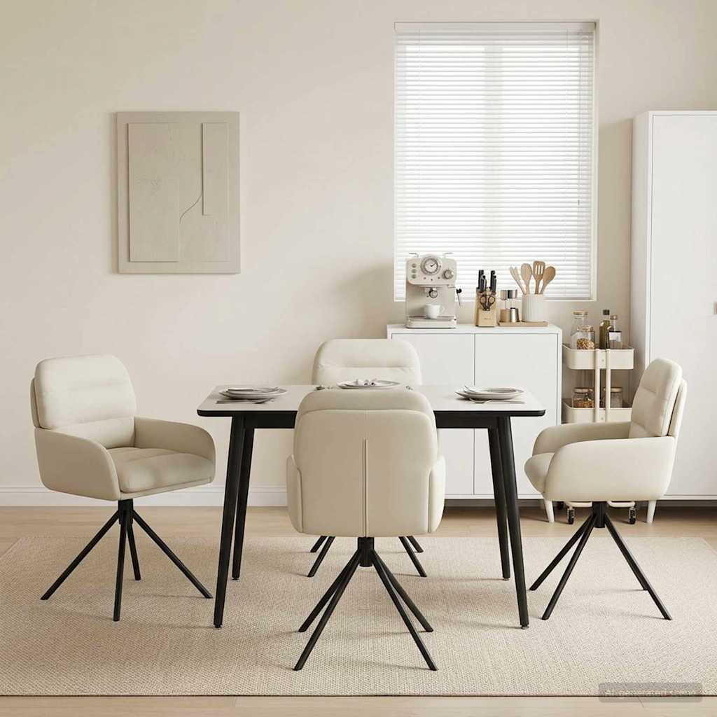 vidaXL Svängande Matstolar 4 pcs Konstläder Gräddvit 59 x 59,5 x 90 cm