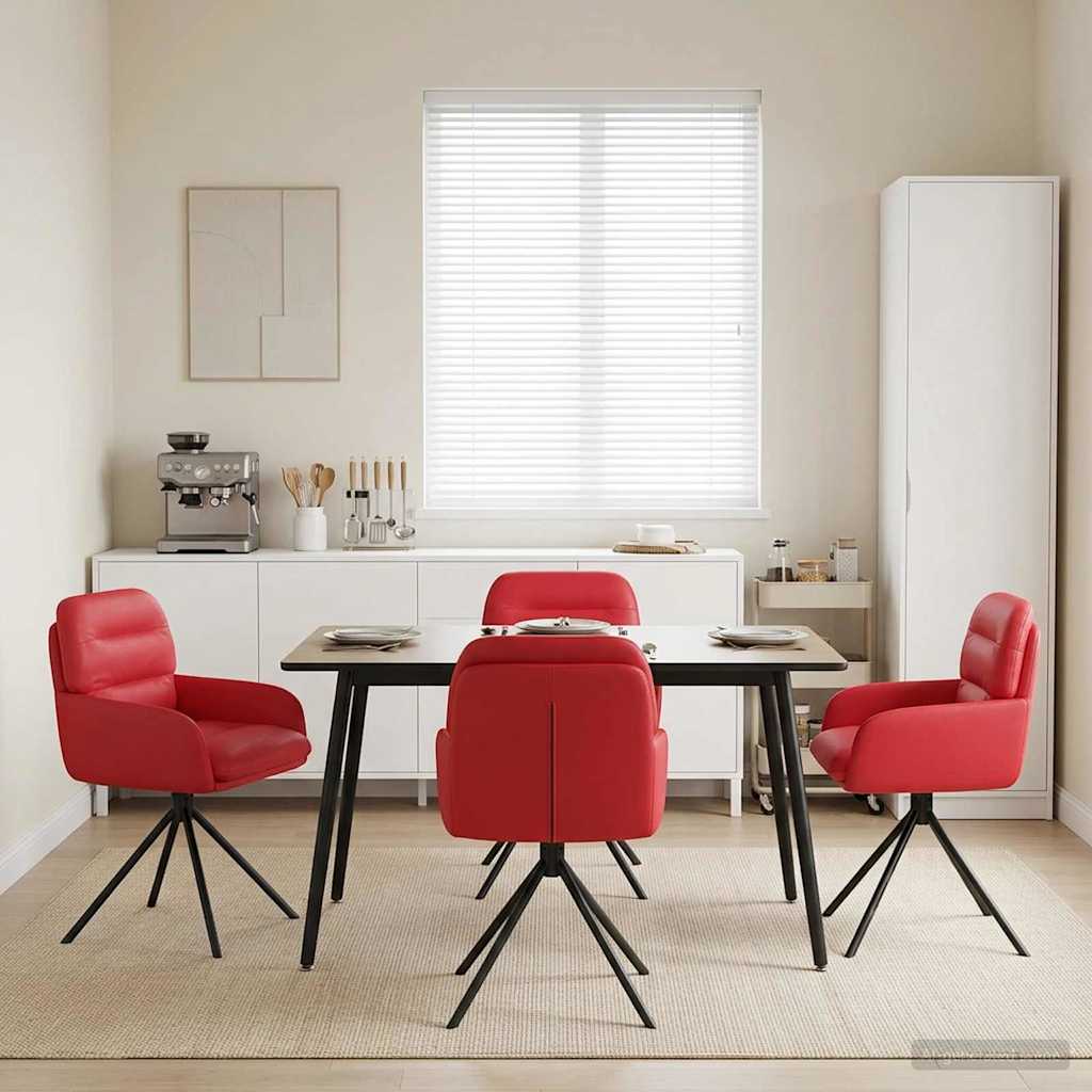 vidaXL Scaune de dining rotative 4 pcs Piele artificială Roșu