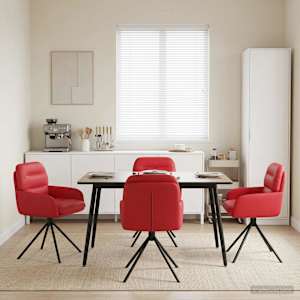 Otočné jídelní židle 4 pcs Umělá kůže Červená 59 x 59,5 x 90 cm