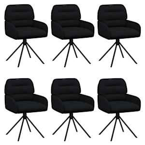 Otočné jídelní židle 6 pcs Umělá kůže Černá 59 x 59,5 x 90 cm - obrázek 2