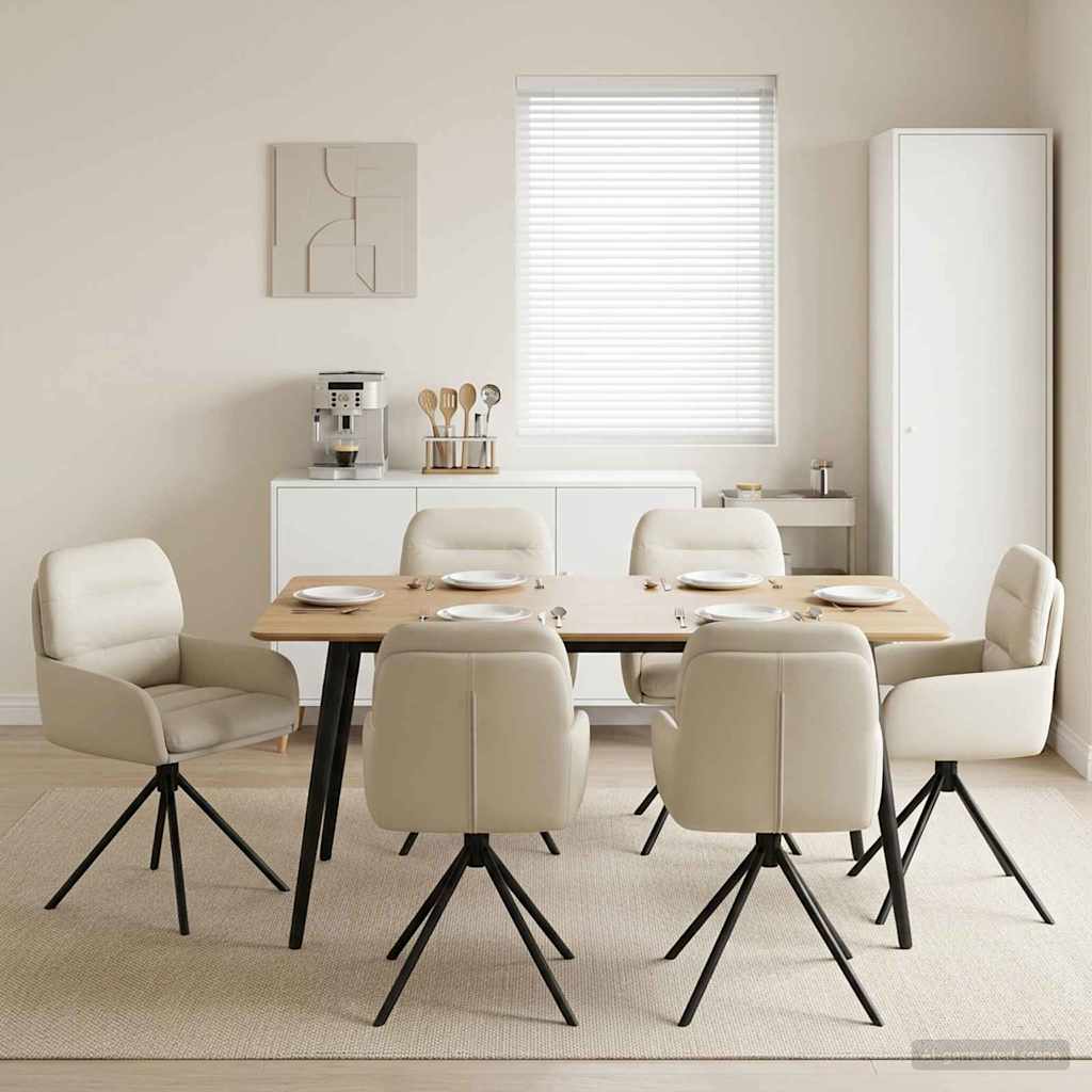vidaXL Svängande Matstolar 6 pcs Konstläder Gräddvit 59 x 59,5 x 90 cm