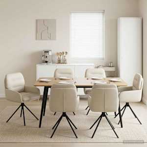 Otočné jídelní židle 6 pcs Umělá kůže Krémová 59 x 59,5 x 90 cm
