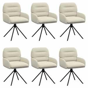 Otočné jídelní židle 6 pcs Umělá kůže Krémová 59 x 59,5 x 90 cm - obrázek 2