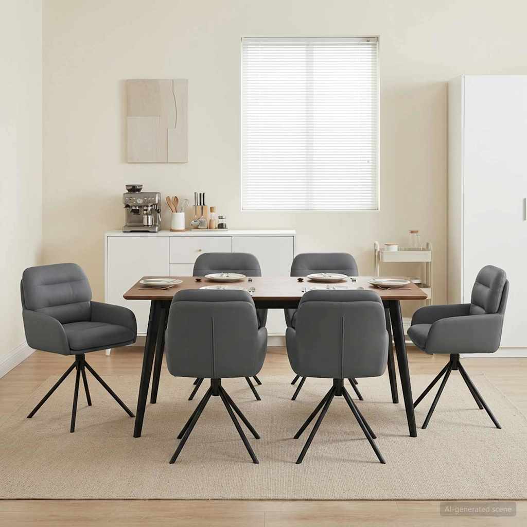 vidaXL Svängande Matstolar 6 pcs Konstläder Grå 59 x 59,5 x 90 cm