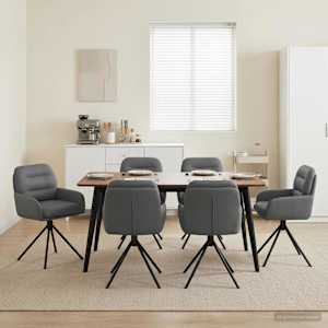 Otočné jídelní židle 6 pcs Umělá kůže Šedá 59 x 59,5 x 90 cm