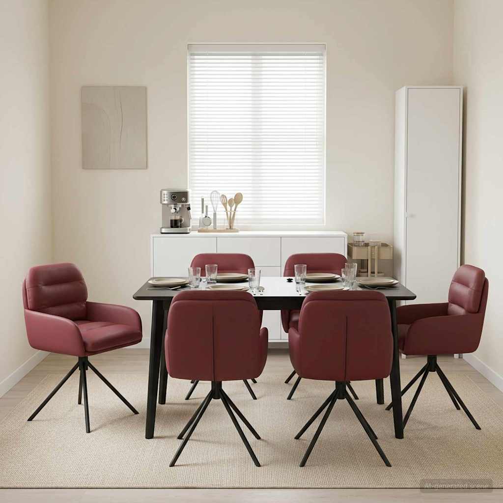 vidaXL Sv&auml;ngande Matstolar 6 pcs Konstl&auml;der Vinr&ouml;d 59 x 59,5 x 90 cm