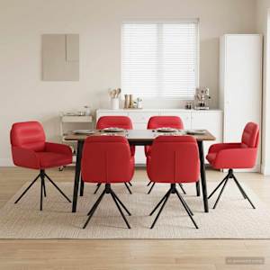 Otočné jídelní židle 6 pcs Umělá kůže Červená 59 x 59,5 x 90 cm