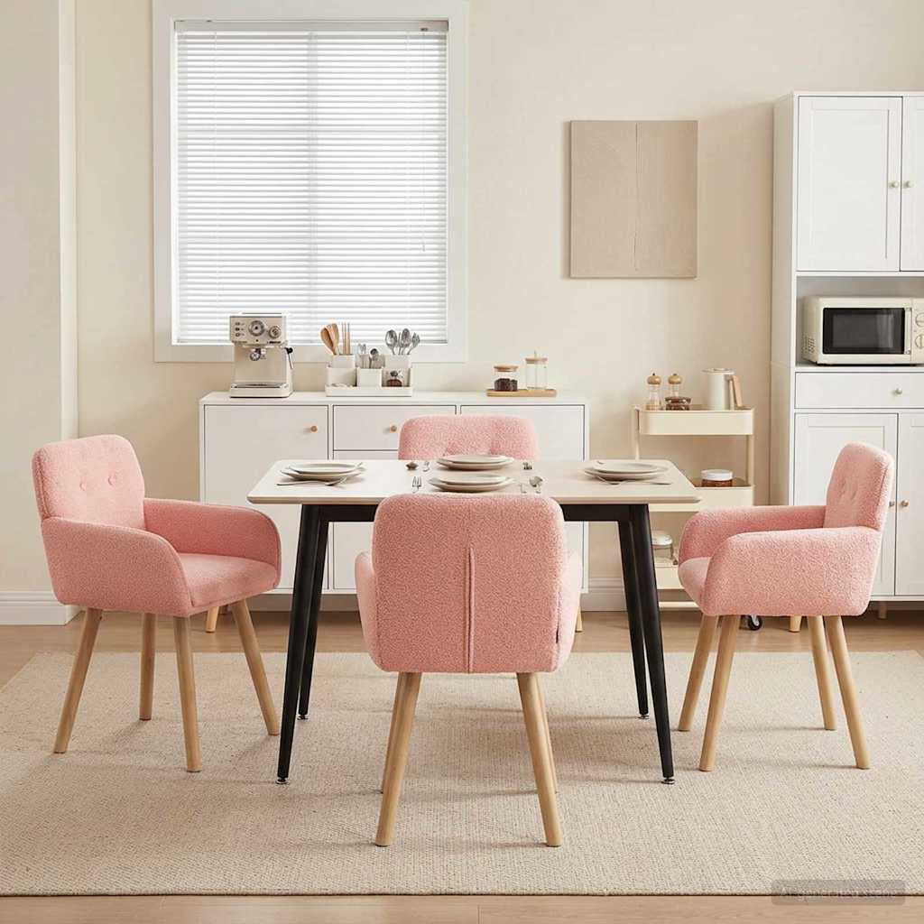 vidaXL Matstolar 4 st Bouclé Rosa 59 x 56,5 x 85 cm