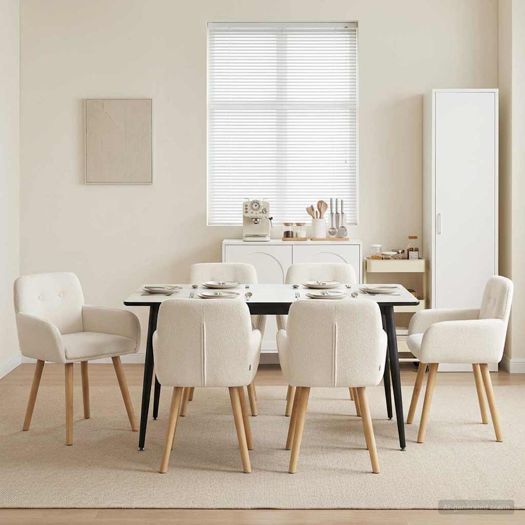 vidaXL Matstolar 6 pcs Boucl&eacute; Gr&auml;ddvit 59 x 57 x 85 cm