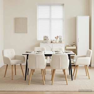 Jedilni stoli 6 pcs Bouclé Krem 59 x 56 x 86 cm