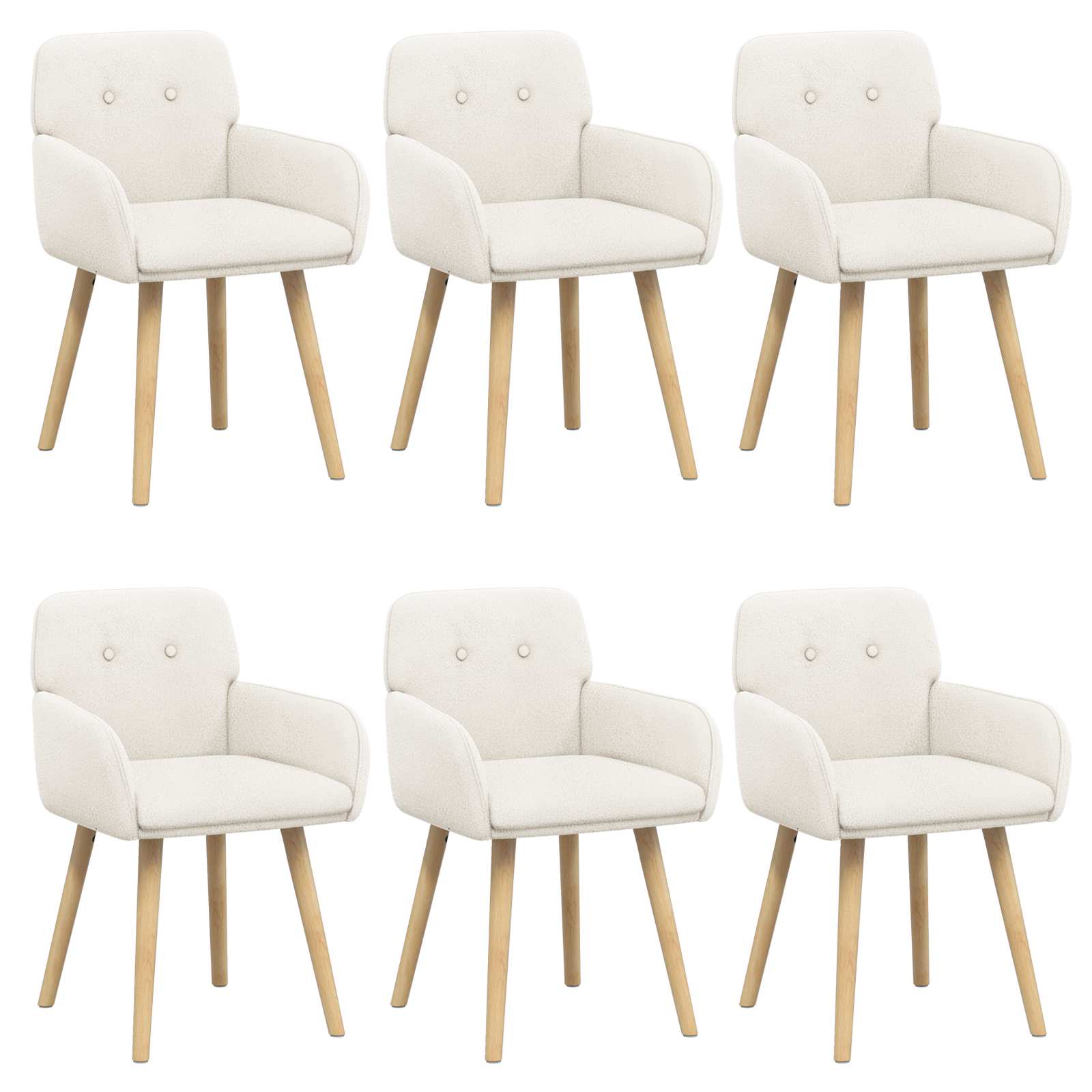 Jedilni stoli 6 pcs Bouclé Krem 59 x 56 x 86 cm - slika 2
