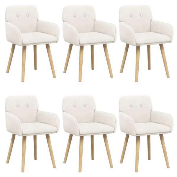 vidaXL S&ouml;&ouml;gitoa Toolid 6 tk Boucl&eacute; Kreemjas 59 x 57 x 85 cm