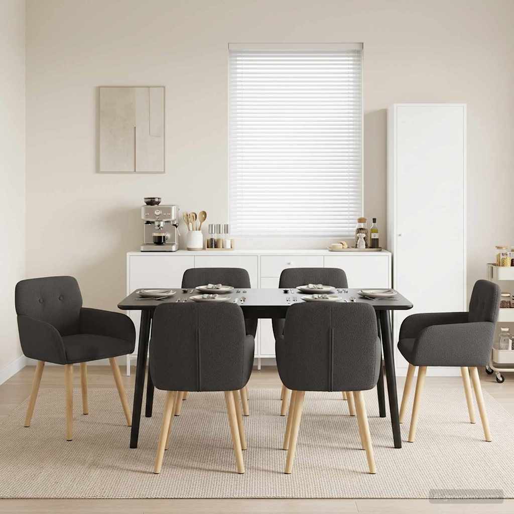 vidaXL Matstolar 6 pcs Bouclé Mörkgrå 59 x 57 x 85 cm