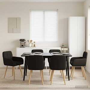 Jídelní židle 6 pcs Bouclé Černá 59 x 57 x 85 cm