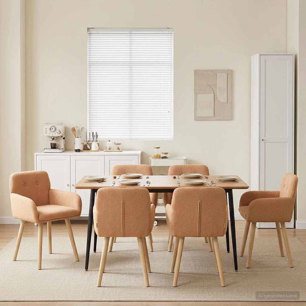 vidaXL Matstolar 6 st Boucl&eacute; Beige 59 x 56,5 x 85 cm