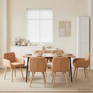 Jídelní židle 6 pcs Bouclé Béžová 59 x 57 x 85 cm