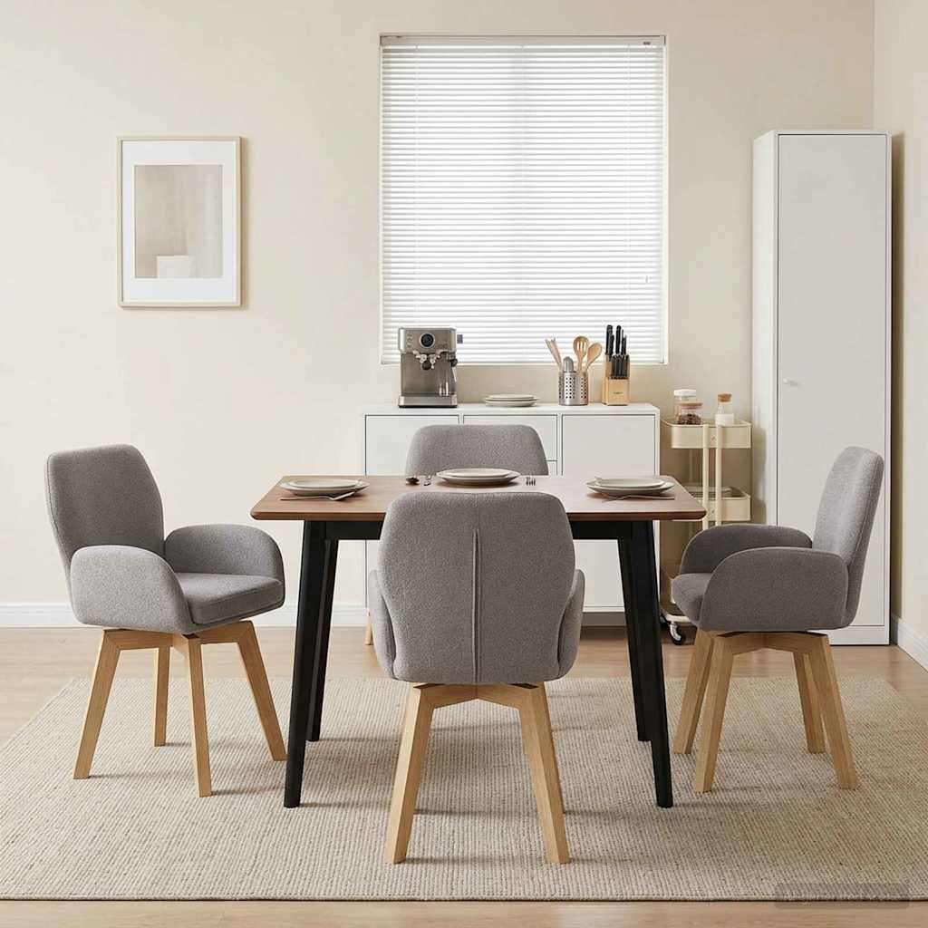 vidaXL Svängande Matstolar 4 pcs Bouclé Ljusgrå 54 x 58 x 87 cm