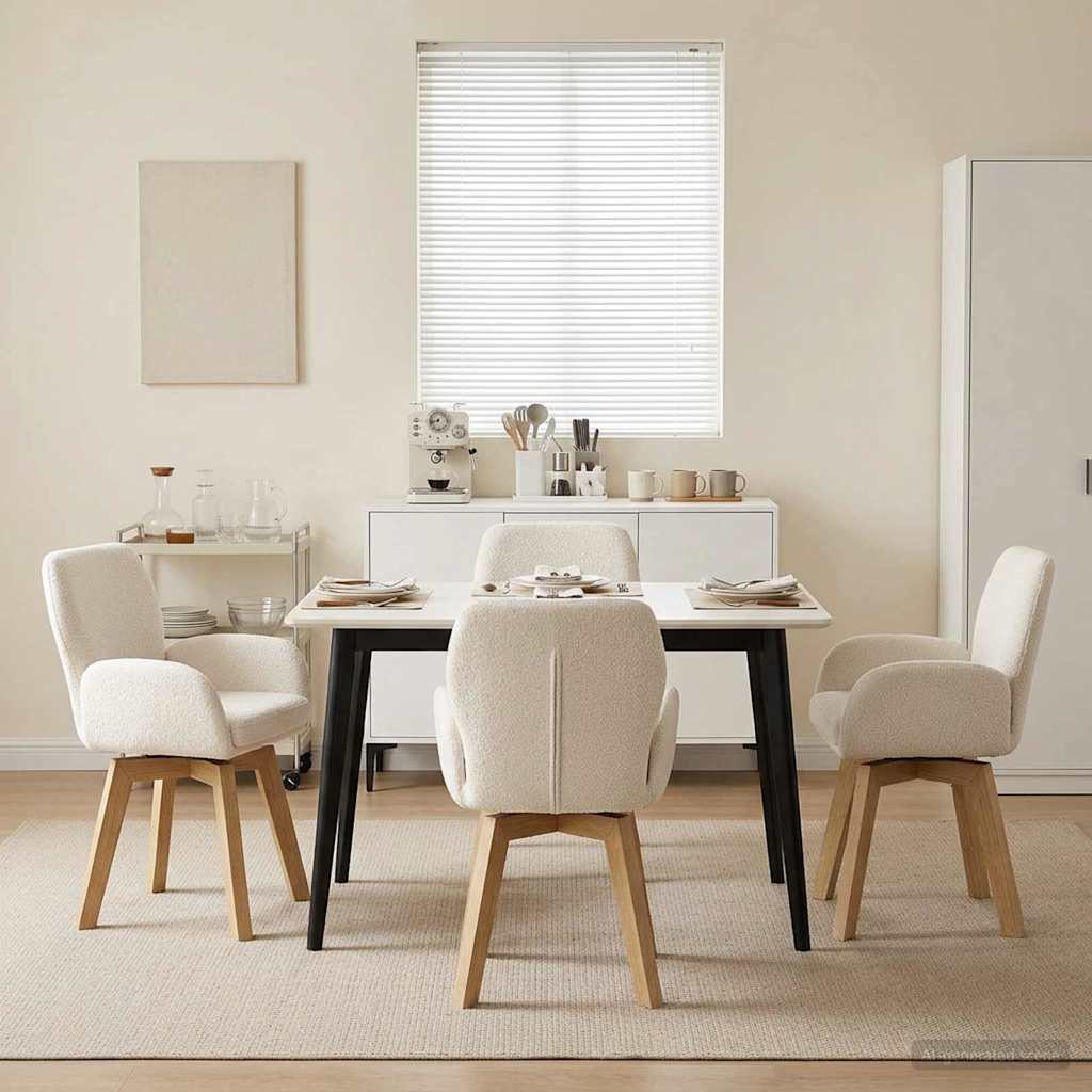 vidaXL Sv&auml;ngande Matstolar 4 st Boucl&eacute; Gr&auml;ddvit 54 x 58 x 87 cm
