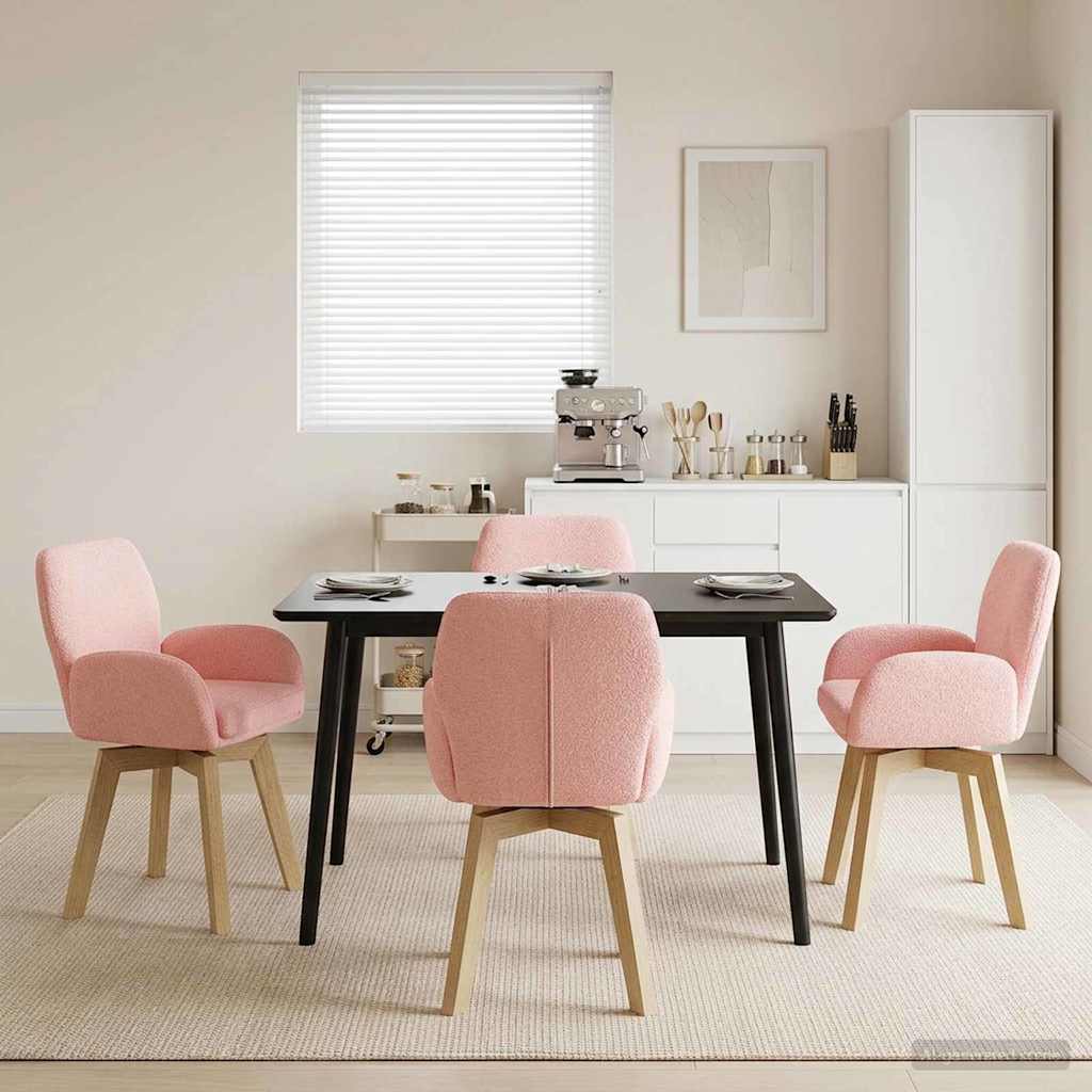 vidaXL Svängande Matstolar 4 pcs Bouclé Rosa 54 x 58 x 87 cm