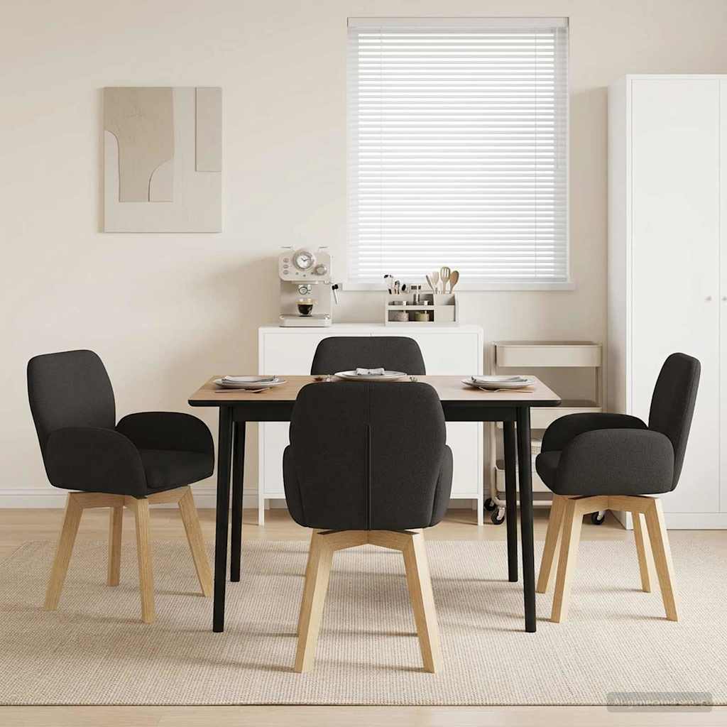 vidaXL Svängande Matstolar 4 pcs Bouclé Svart 54 x 58 x 87 cm