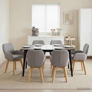 Otočné jídelní židle 6 pcs Bouclé Světle šedá 54 x 58 x 87 cm
