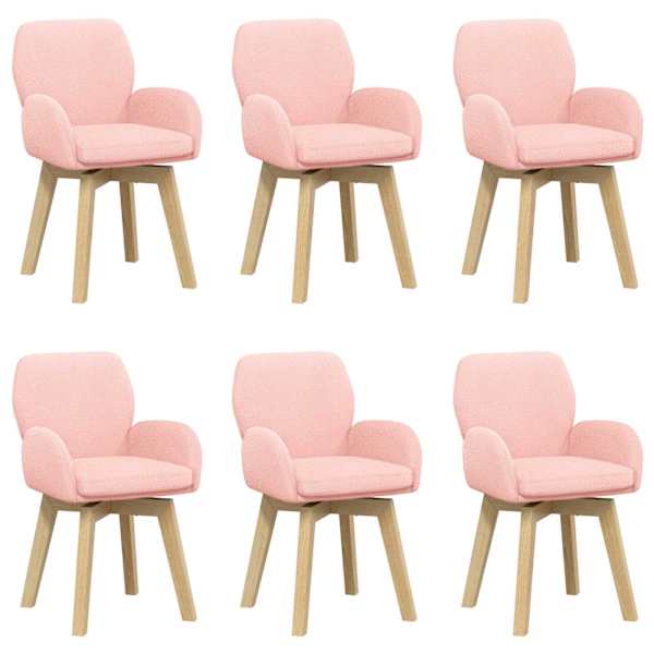 vidaXL P&ouml;&ouml;rlevad Toiduainete Toolid 6 tk Boucl&eacute; Roosa 54 x 58 x 87 cm