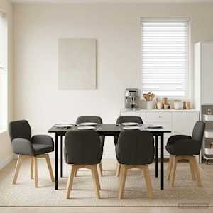 Otočné jídelní židle 6 pcs Bouclé Tmavě šedá 54 x 58 x 87 cm