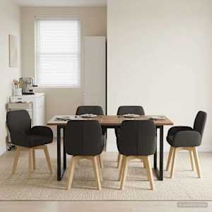 Otočné jídelní židle 6 pcs Bouclé Černá 54 x 58 x 87 cm