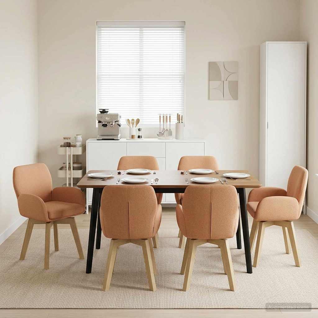 vidaXL Svängande Matstolar 6 st Bouclé Beige 54 x 58 x 87 cm