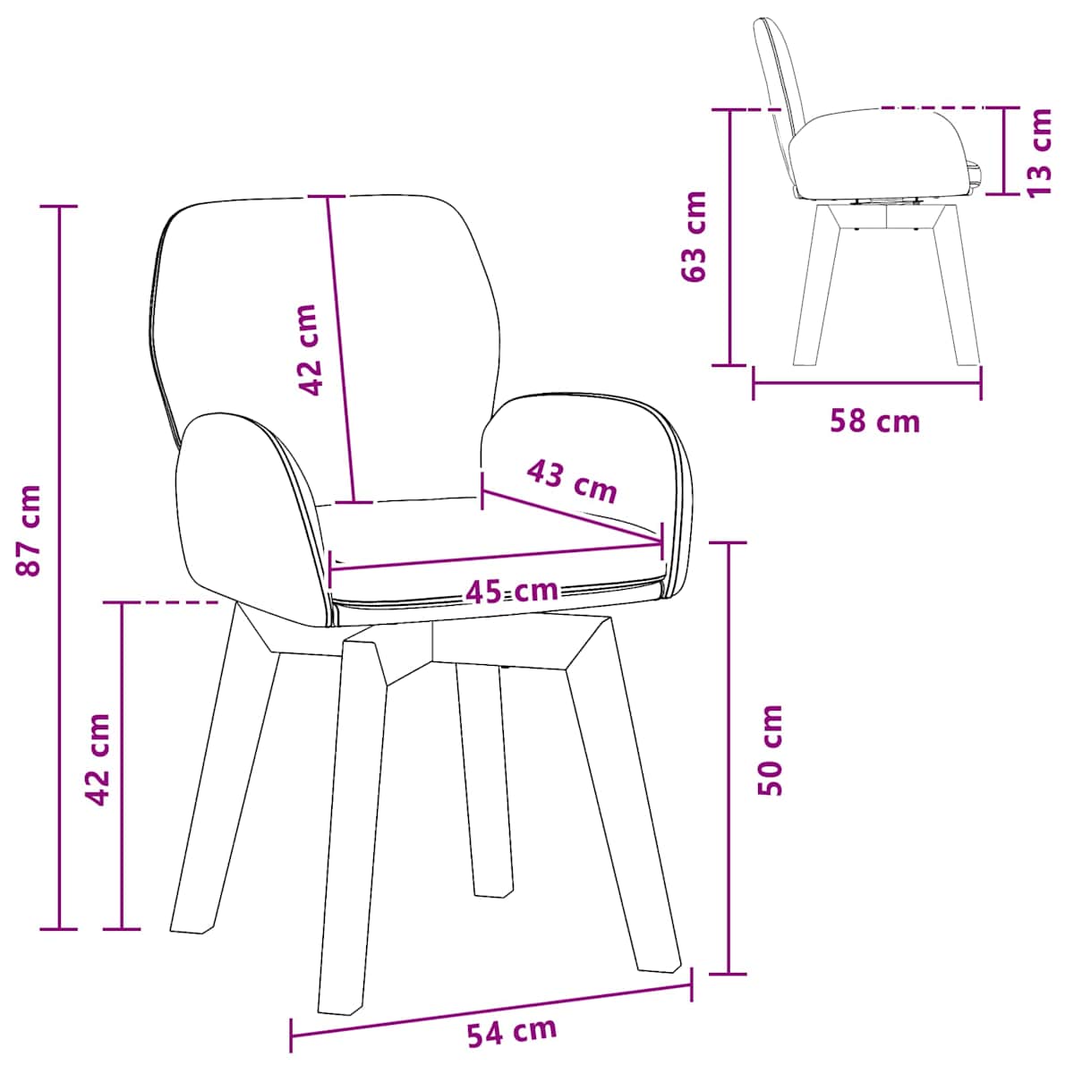 Svingende Spisestole Bouclé 54 x 58 x 87 cm - Billede 8