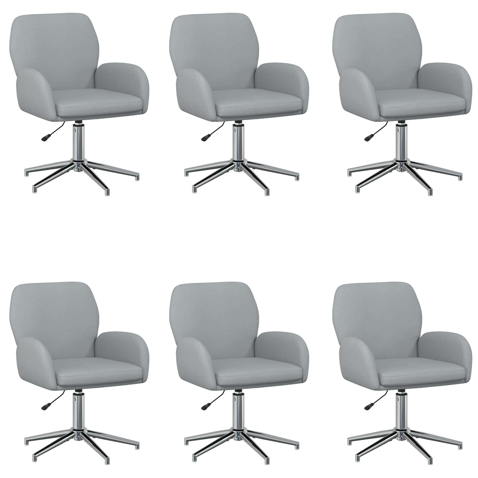 vidaXL Otáčecí židle k psacímu stolu 6 ks 54 x 58 x 90 cm Světle šedá