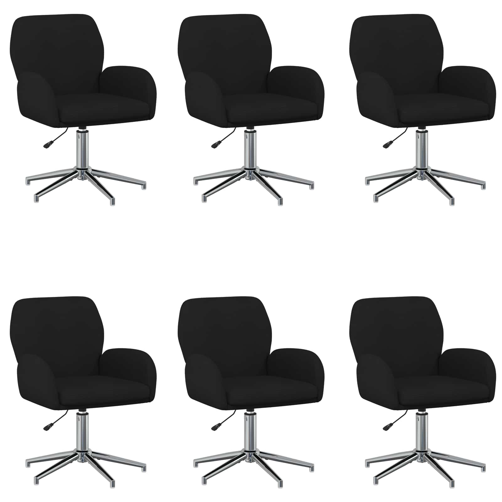 vidaXL Otáčecí židle k psacímu stolu 6 ks 54 x 58 x 90 cm Černá Textil