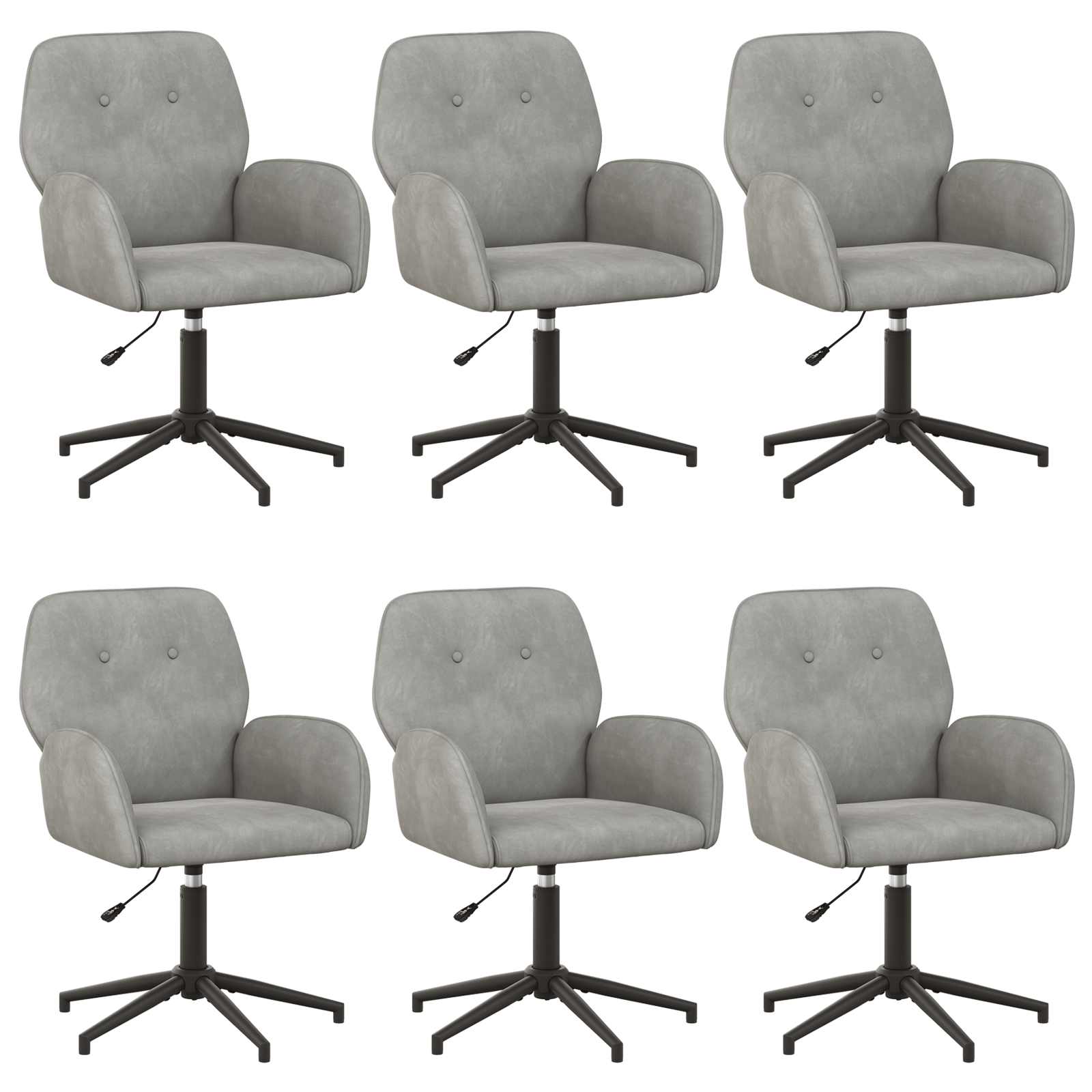 vidaXL Otáčecí židle k psacímu stolu 6 ks 54 x 55 x 90 cm Světle šedá