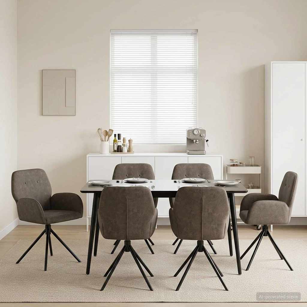 vidaXL Svängande Matstolar 6 pcs Faux Mockaläder Mörkgrå