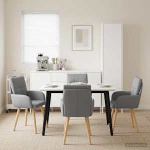 Jedilni stoli 4 pcs Blago Svetlo siva 60 x 56 x 96 cm