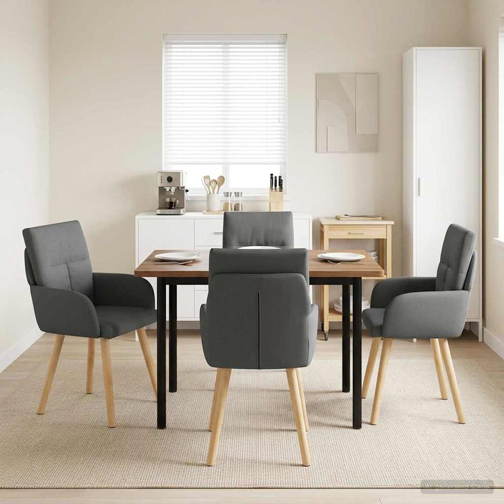 vidaXL Matstolar 4 pcs Tyg Mörkgrå 60 x 56 x 96 cm