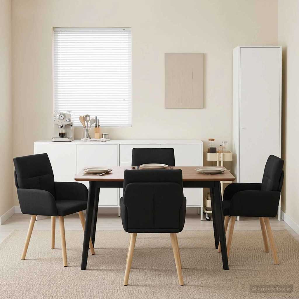 vidaXL Matstolar 4 st Tyg Svart 60 x 56 x 93 cm