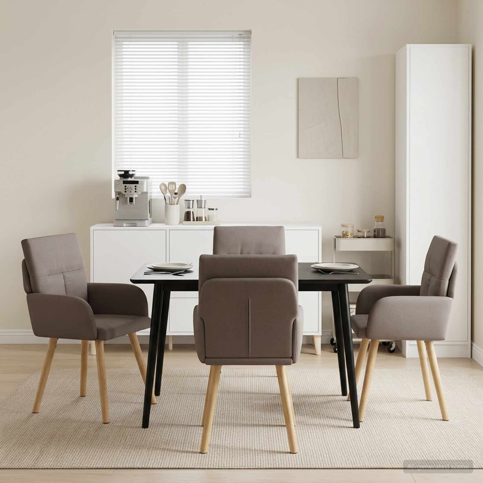 vidaXL Matstolar 4 st Tyg Taupe 60 x 56 x 96 cm