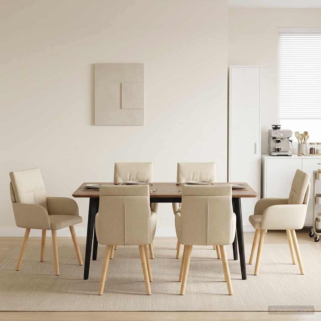 vidaXL Matstolar 4 st Tyg Gr&auml;ddvit 60 x 56 x 93 cm
