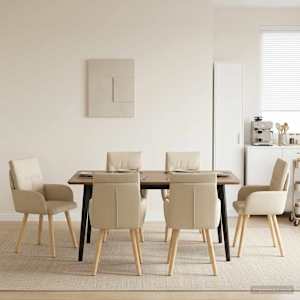 Jídelní židle 4 pcs Textil Krémová 60 x 56 x 96 cm