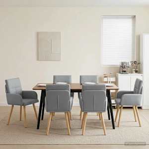 Jedilni stoli 6 pcs Blago Svetlo siva 60 x 56 x 96 cm