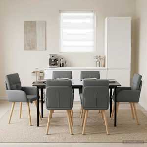 Jedilni stoli 6 pcs Blago Temno siva 60 x 56 x 96 cm